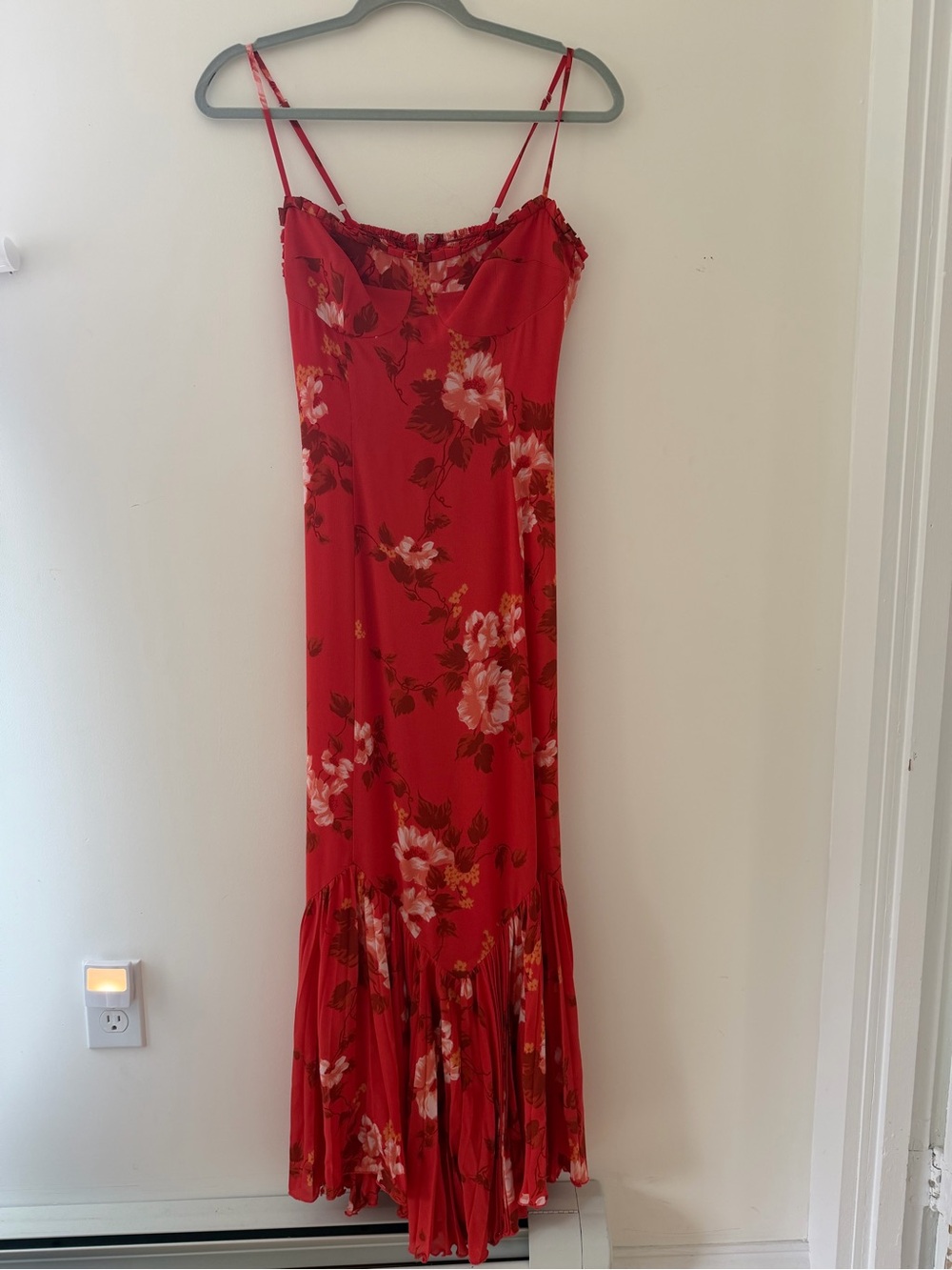 Reformation Red Floral Maxi Slip Dress